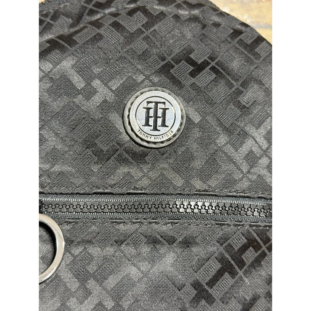 🔥Tommy Hilfiger Women's Mini Backpack Black Bag Signature TH Pattern